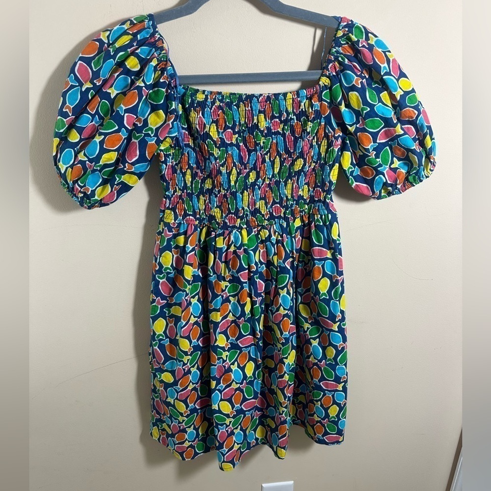 COMPANIA FANTASTICA colorful print vibrant resort mini smocked dress size XS - Picture 2 of 8
